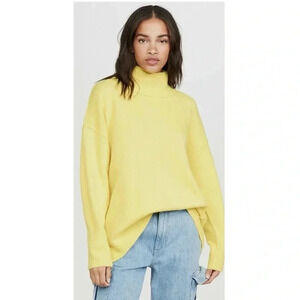 Free People Afterglow Mockneck Sweater Lime Green